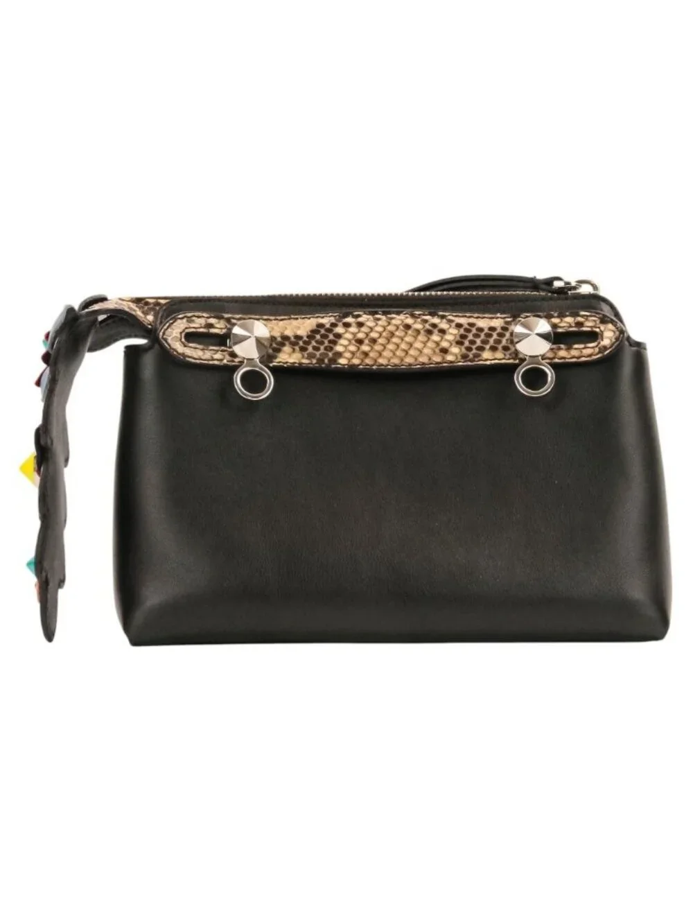 Fendi by the Way Leather Mini Shoulder Bag Clutch Black